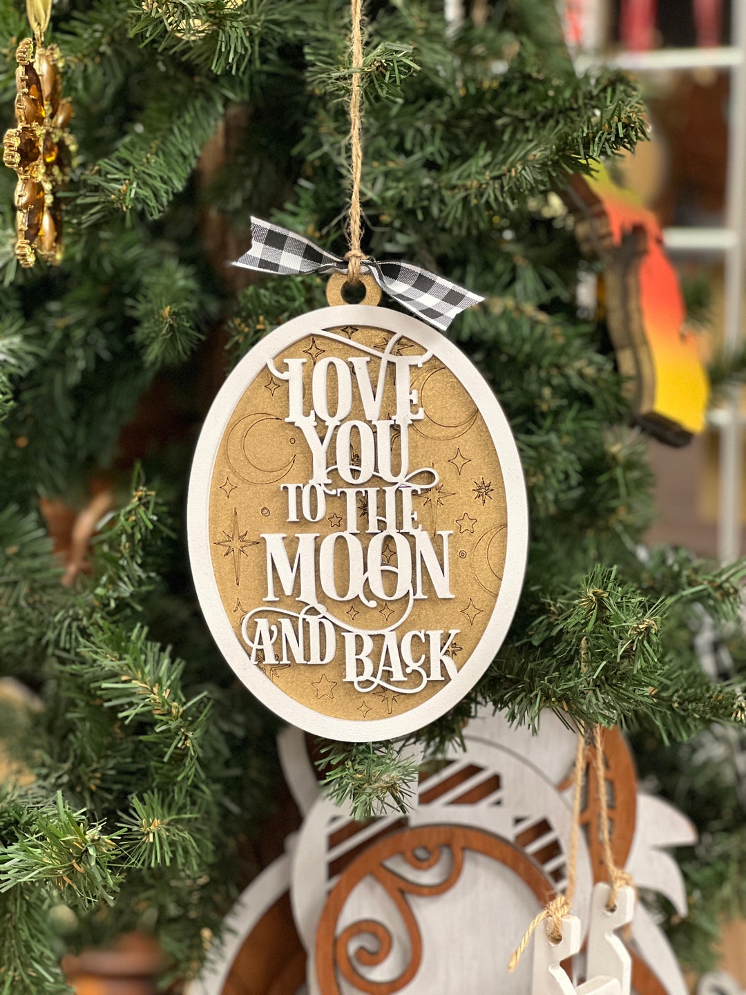 Love You to the Moon and Back Ornament SVG Digital File GLOWFORGE Laser ...
