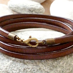 Wrap bracelet *4 ~ simple ~ bronze ~ surfer ~ unisex ~ leather jewelry