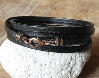 Wrap bracelet *5 ~ plain ~ copper ~ surfer ~ unisex ~ leather jewelry