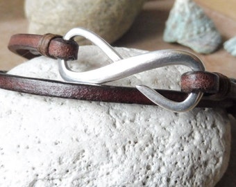 Leather necklace ~ infinity ~ infinity ~ lying 8 ~ silver plated ~ zamak ~ unisex ~ leather jewelry