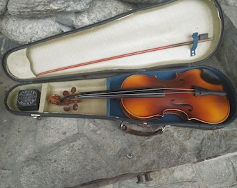 Old Violin  - Vintage Original Violin - Made in  Konig 1958 - Musical Instrument - Brown Wooden Violin - Rare Authentic Violin - Collectible