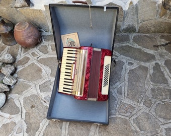 Instrument accordéon WELTMEISTER - Accordéon 48 basse - Allemagne vieil instrument - Instrument de musique rétro - Accordéon antique - Objet de collection