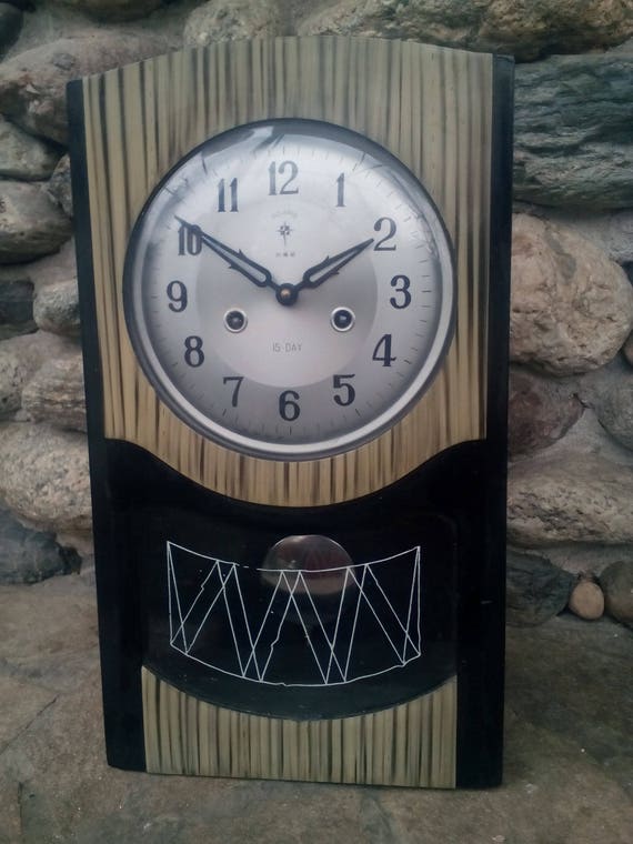 Vintage wall clock - Wooden striking wall clock -… - image 1