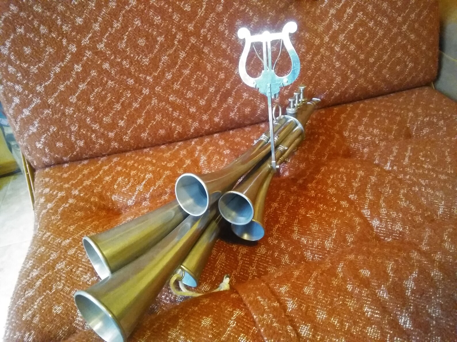 Vintage musical instrument trumpet Fanfare Copper old Etsy