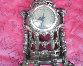 Antique clock for fireplace  - Old clock for fireplace made in Swiss  - Vintage fireplace clock - Metal clock - Desktop watch - Art clock