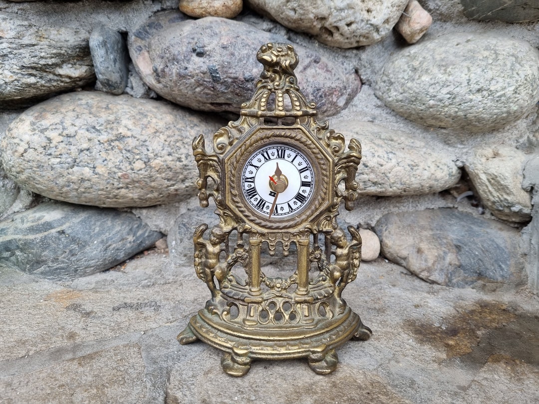 Antique Bronze Table Clock Vintage Watch Retro Vintage Etsy