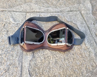 Rare Goggle for Aviator or Motorcyclist- Motorbike or Plane Riding Goggle -  Leather Motorcycle Glasses - Antique Goggle - Collectibles