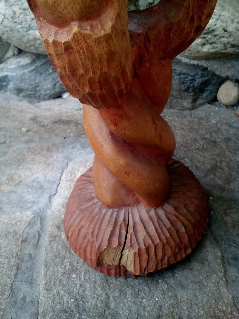 Vintage Handmade Wood Sculpture Hand Carved Wooden Decor Etsy
