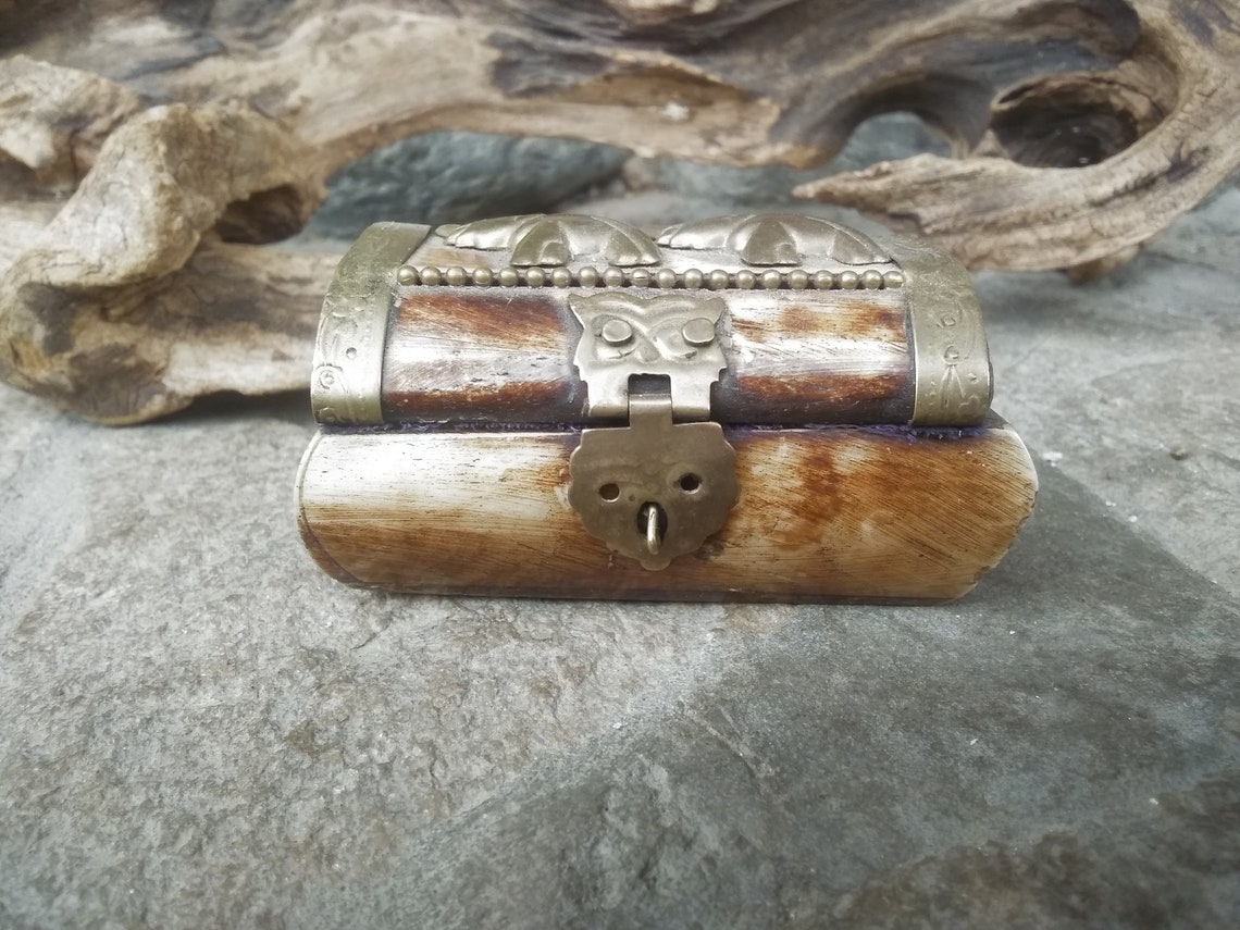 Vintage box from camel bone with brass with hinged lid and Etsy