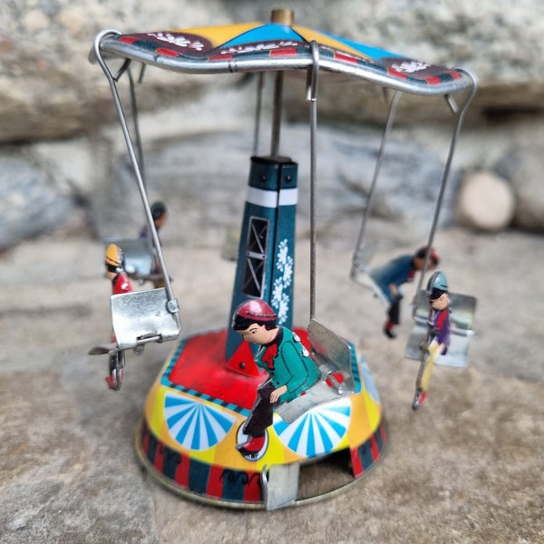 Vintage Metal Toy Carousel - Collectible Metal Toy - Old Sheet Metal Toy - Retro Mechanical Toy - Unique Toy - Gift Idea for Collector