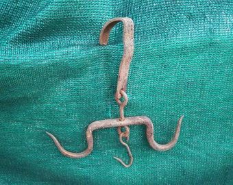 Antique Metal Hook - Hand forged Hook - Very Old Hook - Butcher Hook - Authentic Primitive Hanger - Wall Hook - Antique Decor - Iron Hook