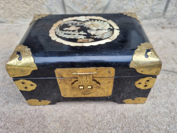 Old box from bakelitte with brass for jewels \ Un… - image 1
