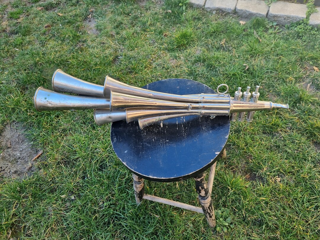 Vintage Musical Instrument Trumpet Fanfare Copper Old Trumpet Wind Instrument From Germany Rare