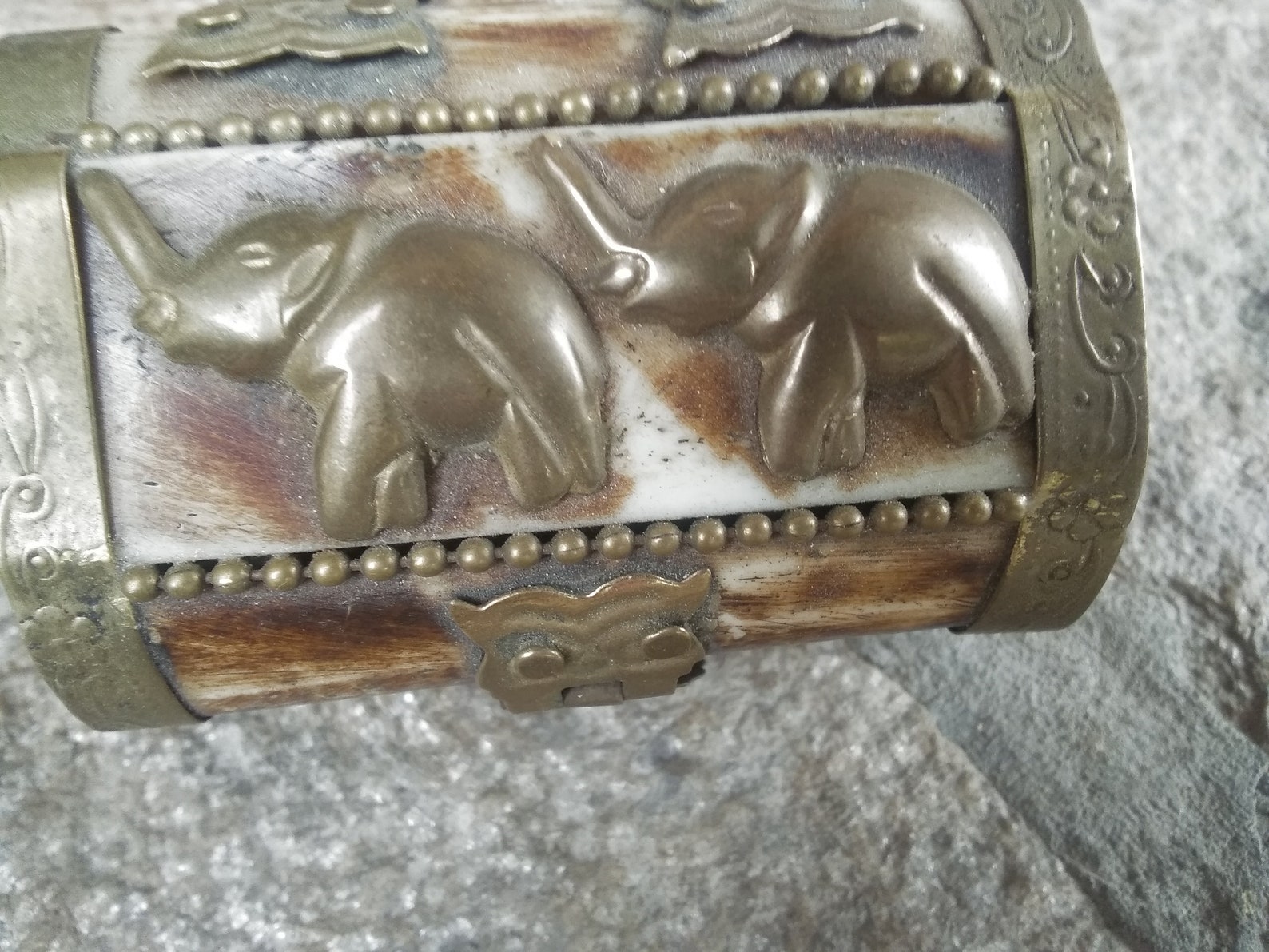 Vintage box from camel bone with brass with hinged lid and Etsy