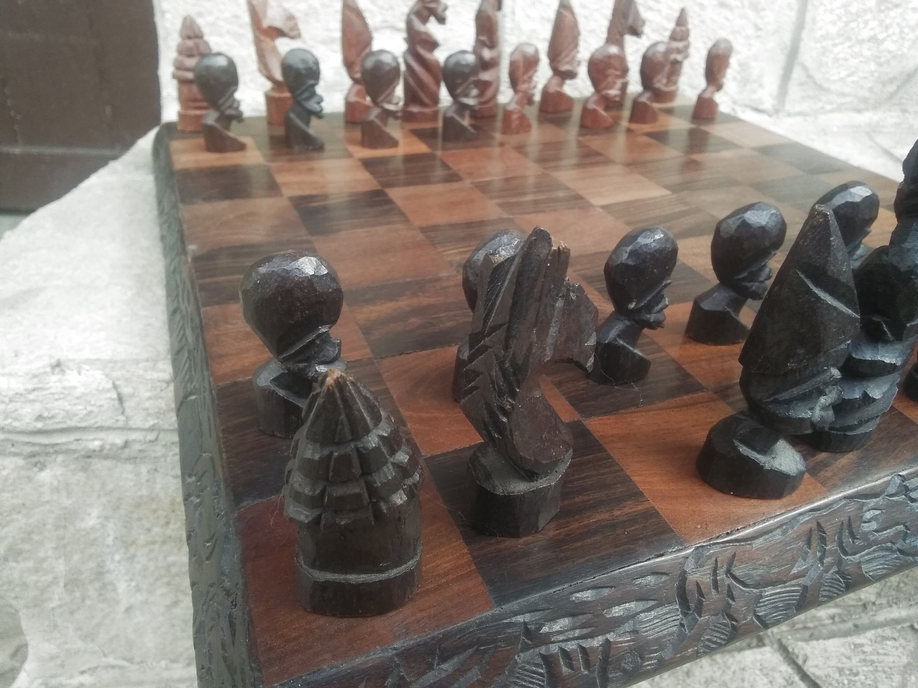 Vintage African Wooden Chess Unique Set Chess Chess Etsy