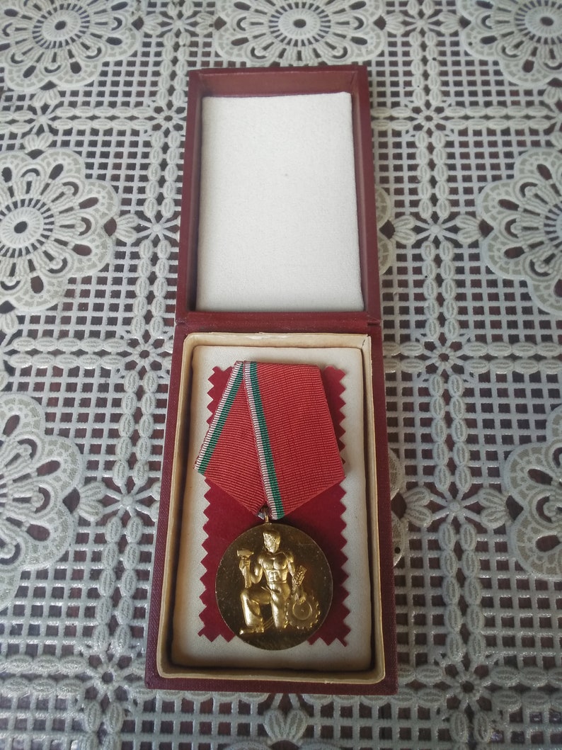 Silver and Bronze Original Medals Gold Set Medals of Socialistic Labor Bulgarian Collectible Medals 3 Old Communist Work Badges