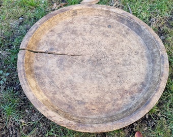 Antique Table - Primitive Rustic Table - Round Dining Table - Low Ottoman Table - Oriental Wood Table - Farmhouse Table - Antique Furniture