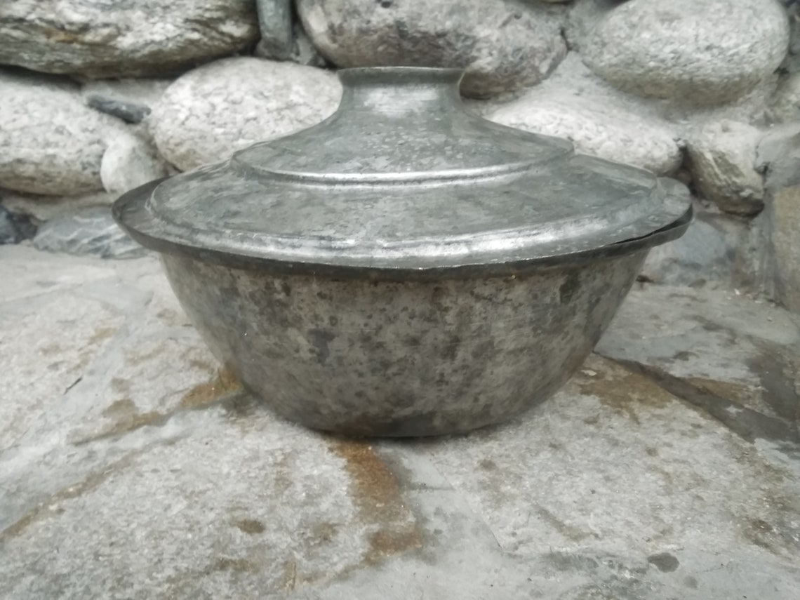 Casserole en cuivre antique avec couvercle Vieille casserole Etsy France