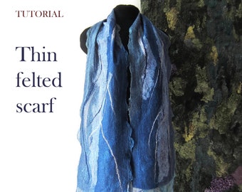 Tutorial Thin felted scarf handmade Master Class video