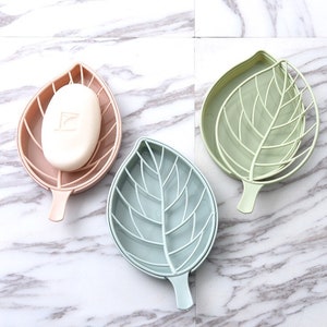 Soap Dish Set, Leaf Soap Dish,  Soap Dish with drain, Soap Holder, Soap Saver, Easy Cleaning, Dry, Stop Mushy Soap