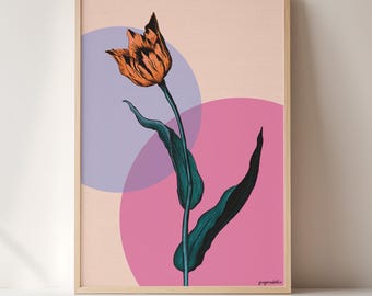 Frieda – Affiche Tulipe | Impression d'art colorée | Décoration murale botanique | Téléchargement numérique