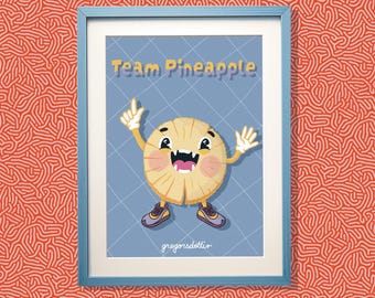 Équipe Ananas | Motif Ananas | Affiche Cuisine | Illustration Culinaire | Art Mural Numérique | Affiche à Imprimer