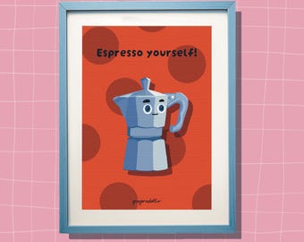 Offrez-vous un expresso | Affiche café | Affiche expresso | Décoration murale à imprimer | Téléchargement numérique | Décoration de cuisine | Cadeau pour les amateurs de café
