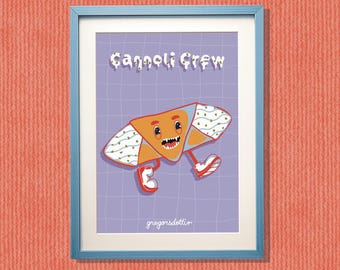 L'équipe des cannoli | Affiche cannoli | Illustration culinaire | Décoration murale à imprimer | Affiche de cuisine | Illustration gourmande | Téléchargement numérique