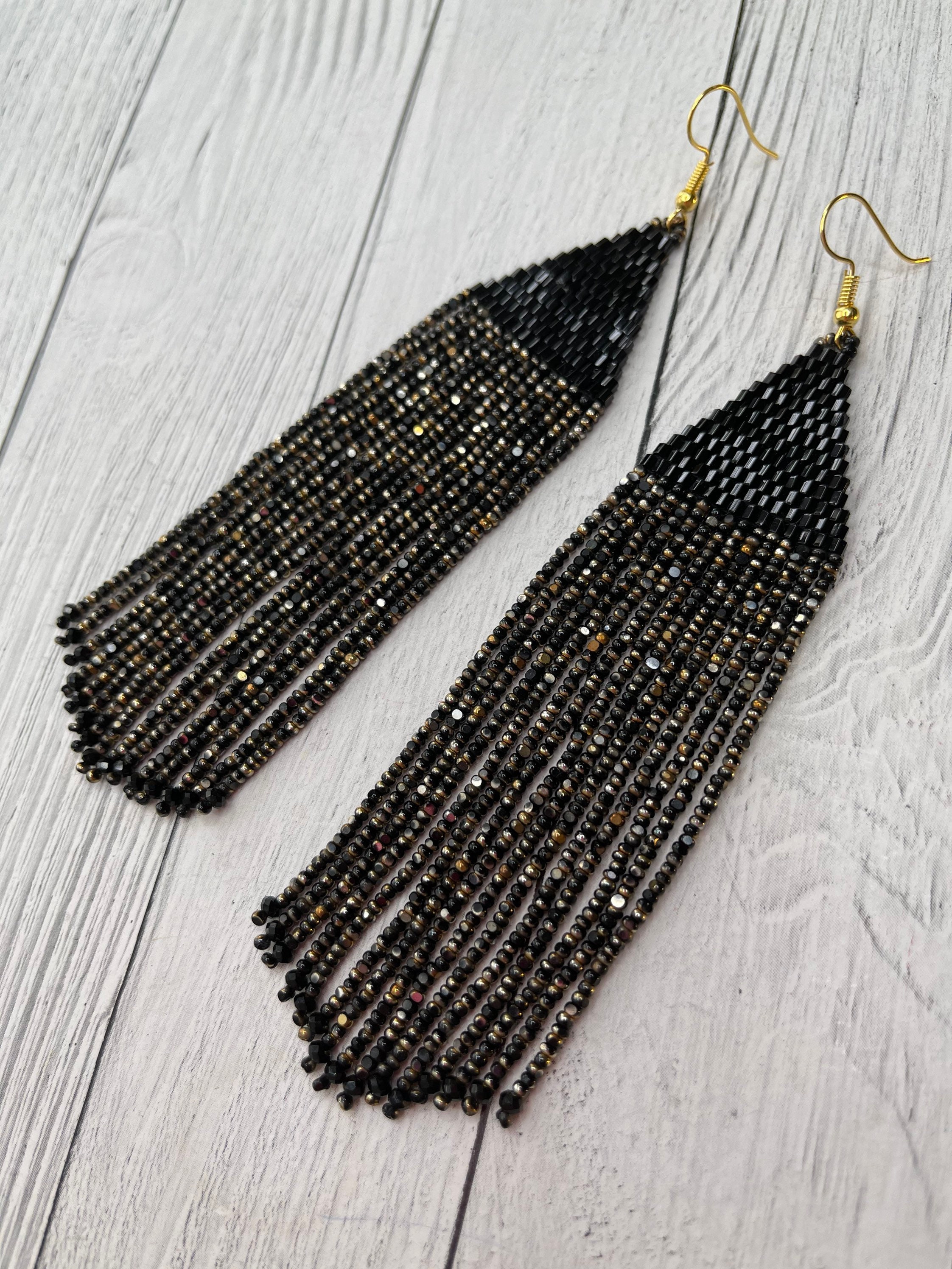 Beaded tassel earrings in Boho style Etsy