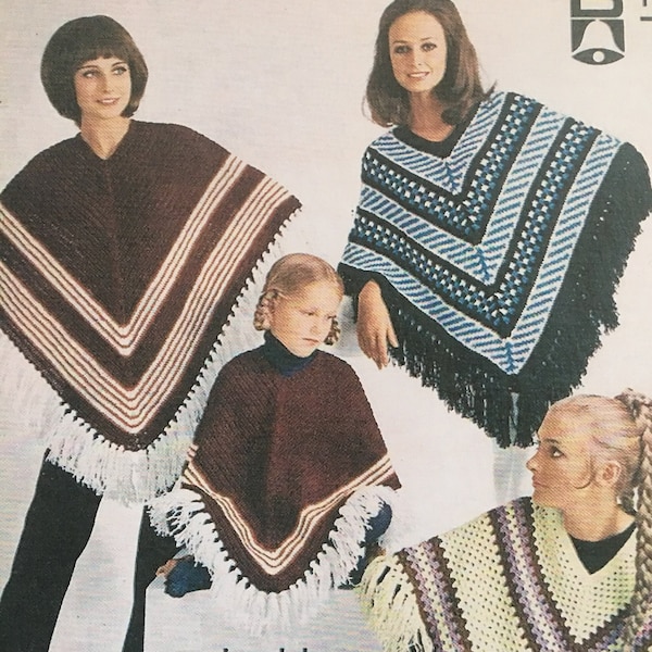 PDF Adult and Child's DK knitting or crochet poncho pattern