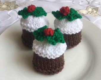 PDF file download knitting pattern mini Christmas pudding & cupcakes Ferrero Rocher Maltesers truffles Lindor chocolates cover