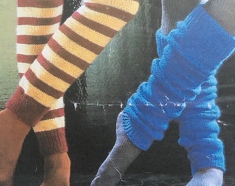 PDF download Vintage easy straight needles DK knitting pattern leg warmers keep fit ballet Yoga