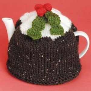 PDF DK クリスマスプディングティーコージー（円形の輪針編みパターン）