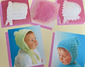 PDF download - 1 hat and 4 bonnets knitting patterns in DK and 4ply yarns