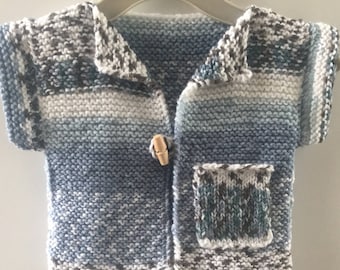 PDF download All square rectangle easy no shaping beginner DK knitting pattern baby first waistcoat 3-6 months