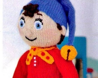 Instant PDF file Vintage knitting pattern to make 10.5ins tall Noddy soft toy