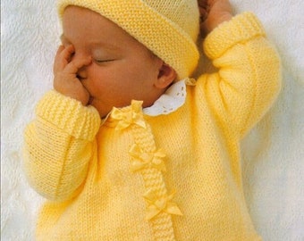 PDF download DK Knitting Pattern Baby Bolero Cardigan Sweater & Hat