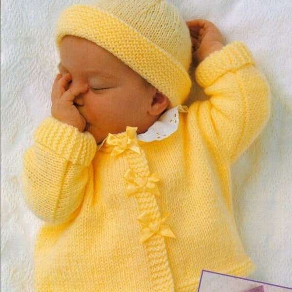 PDF download DK Knitting Pattern Baby Bolero Cardigan Sweater Hat