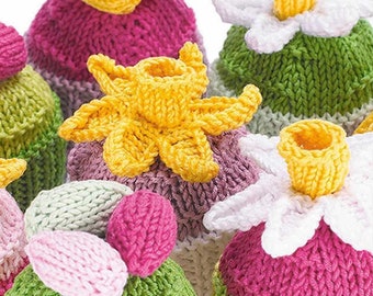 PDF download Easter daffodils and mini eggs cupcakes DK straight needles knitting pattern