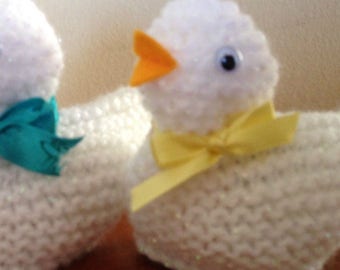 PDF download easy garter stitch DK knitting pattern  Easter chick chocolate creme egg cover
