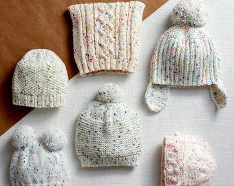 PDF download Aran baby hats collection knitting pattern fits ages 0-7yrs using one 100gm ball