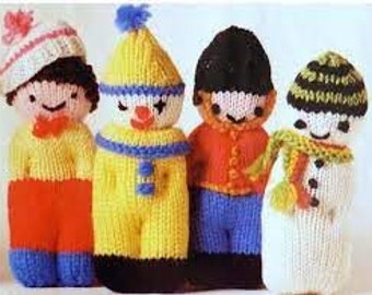 PDF file comfort pocket dolls vintage 80's straight needles knitting pattern stash buster