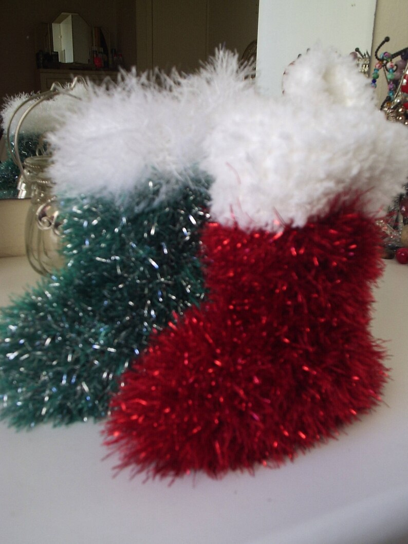 PDF Knitting Pattern Tinsel Yarn Christmas Santa Stocking for Etsy UK