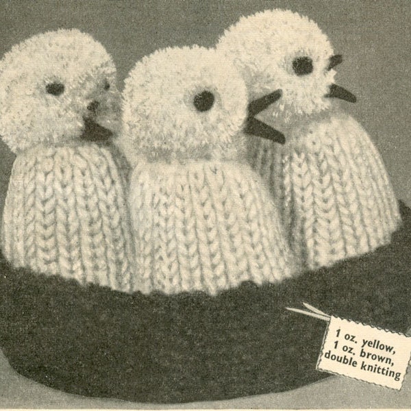 PDF download vintage chicks in nest cosies chocolate egg Easter decor knitting pattern