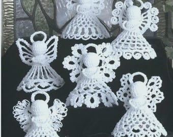 PDF vintage crochet pattern 6 little angels - Christmas tree decoration Weddings Craft fairs