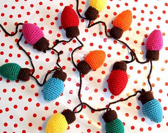 PDF Crochet Pattern for Christmas Retro Lights Party Garland Festoon Bunting Tree and Home Decoration