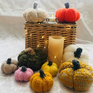 PDF straight needles knitting pattern easy knit pumpkin DK Aran Chunky autumn halloween home decor
