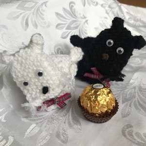 PDF download DK knitting pattern Scottish Westie Terrier Ferrero Rocher Lindt chocolate cover