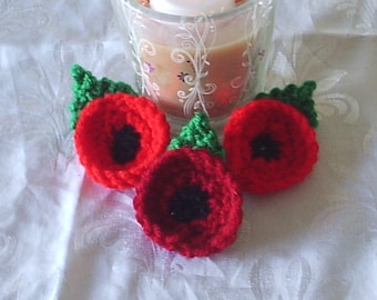 A4 Laminated Little Poppy flower Easy Beginner DK knitting pattern for Remembrance Sunday