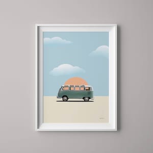 Retro Campervan Print | Summer Print | Campervan Poster | Retro Print | Travel Poster | Travel Print | Vanlife Print | VW Print | Retro Van